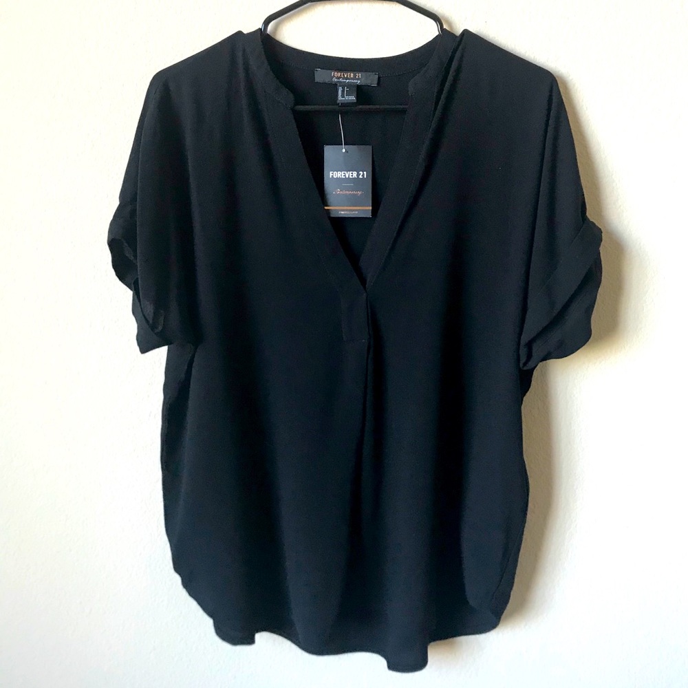 NWT Forever 21 Contemporary Black Blouse